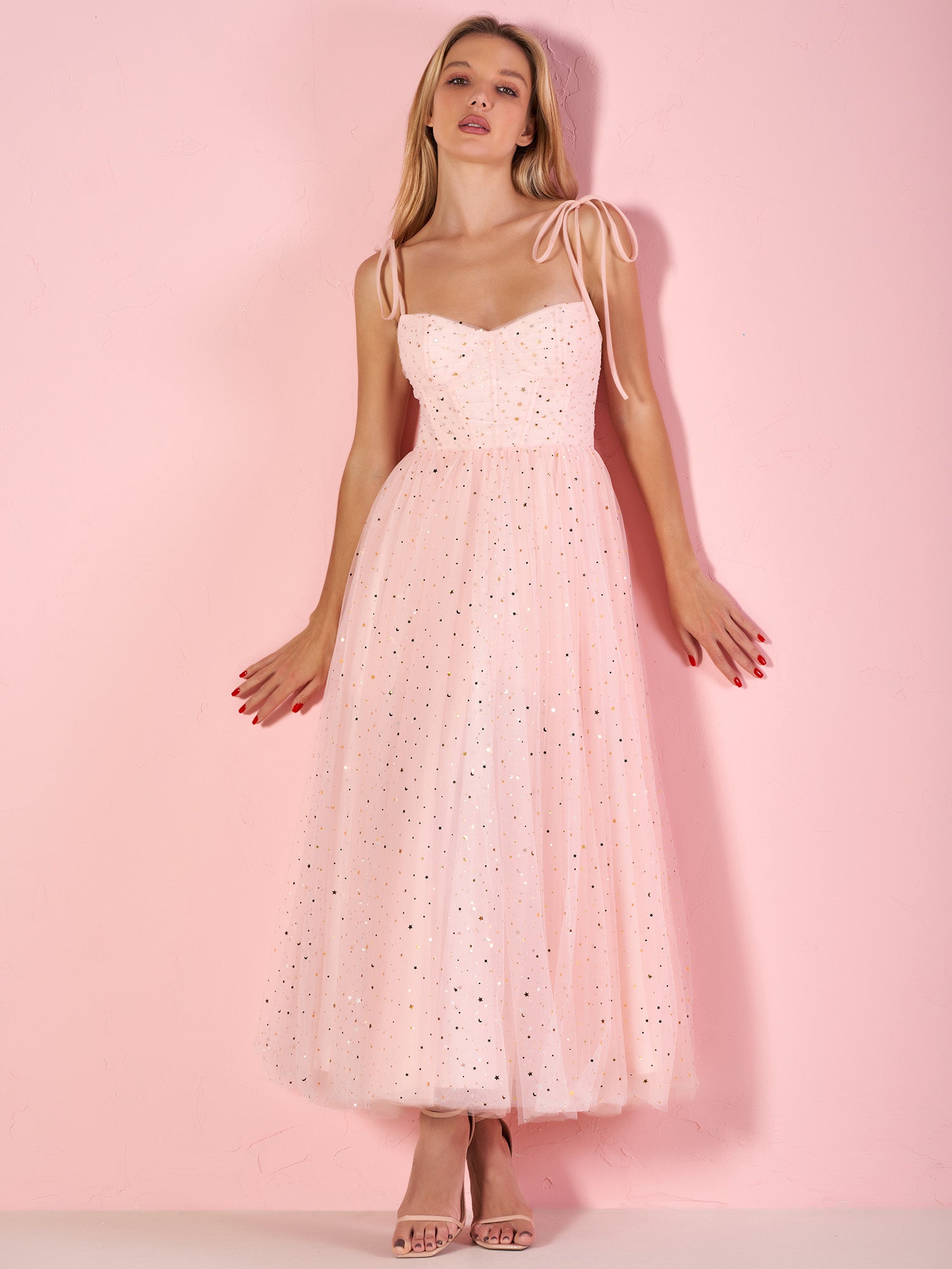 Sweetheart Neckline Pink Dress