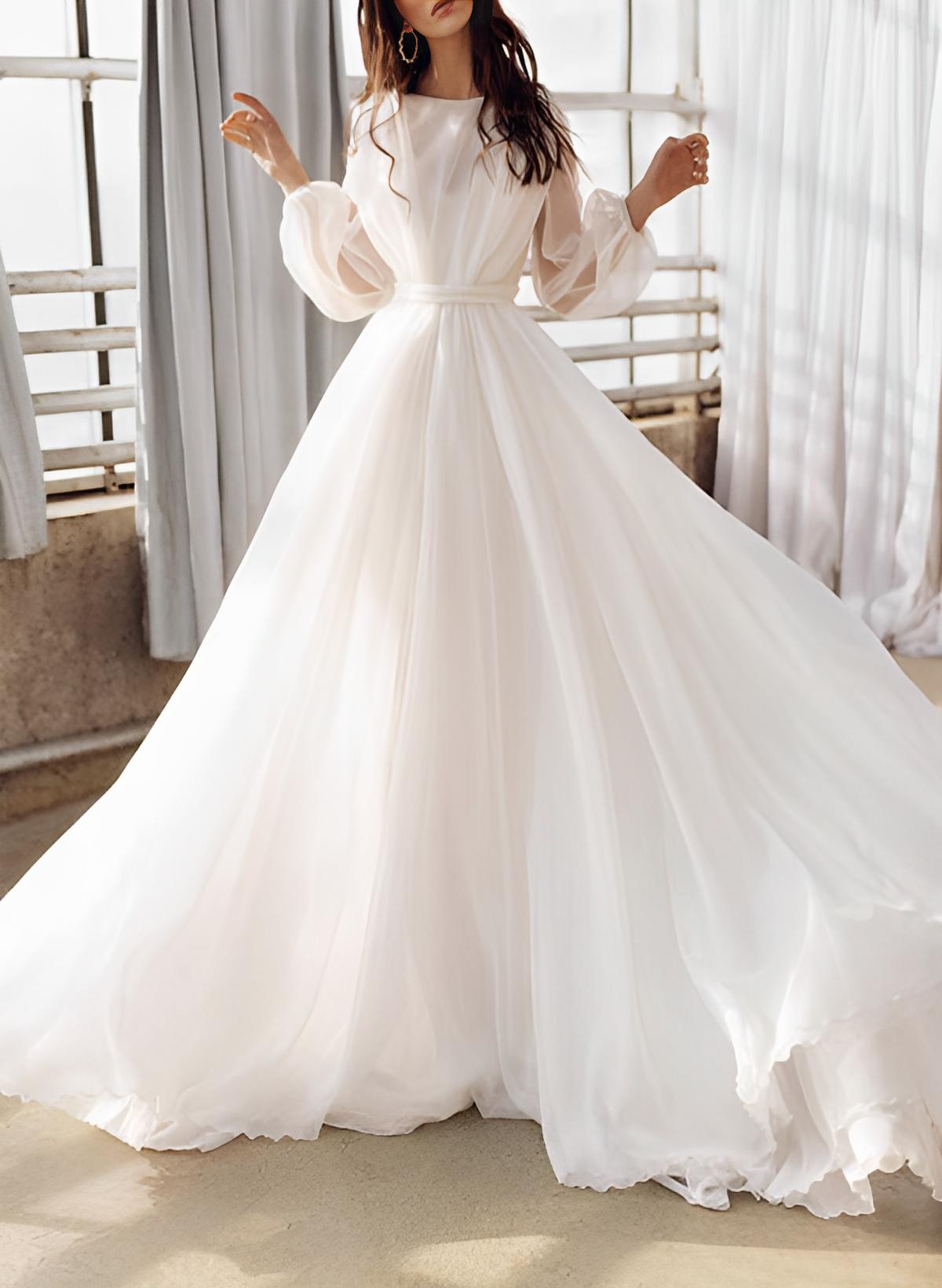 Chiffon wedding dress long sleeve fashion