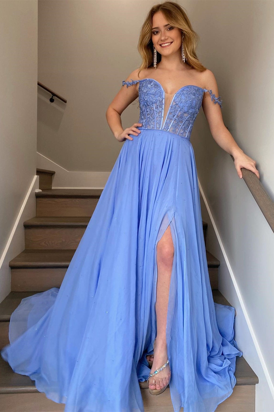 Periwinkle Ball Gown Prom Dresses