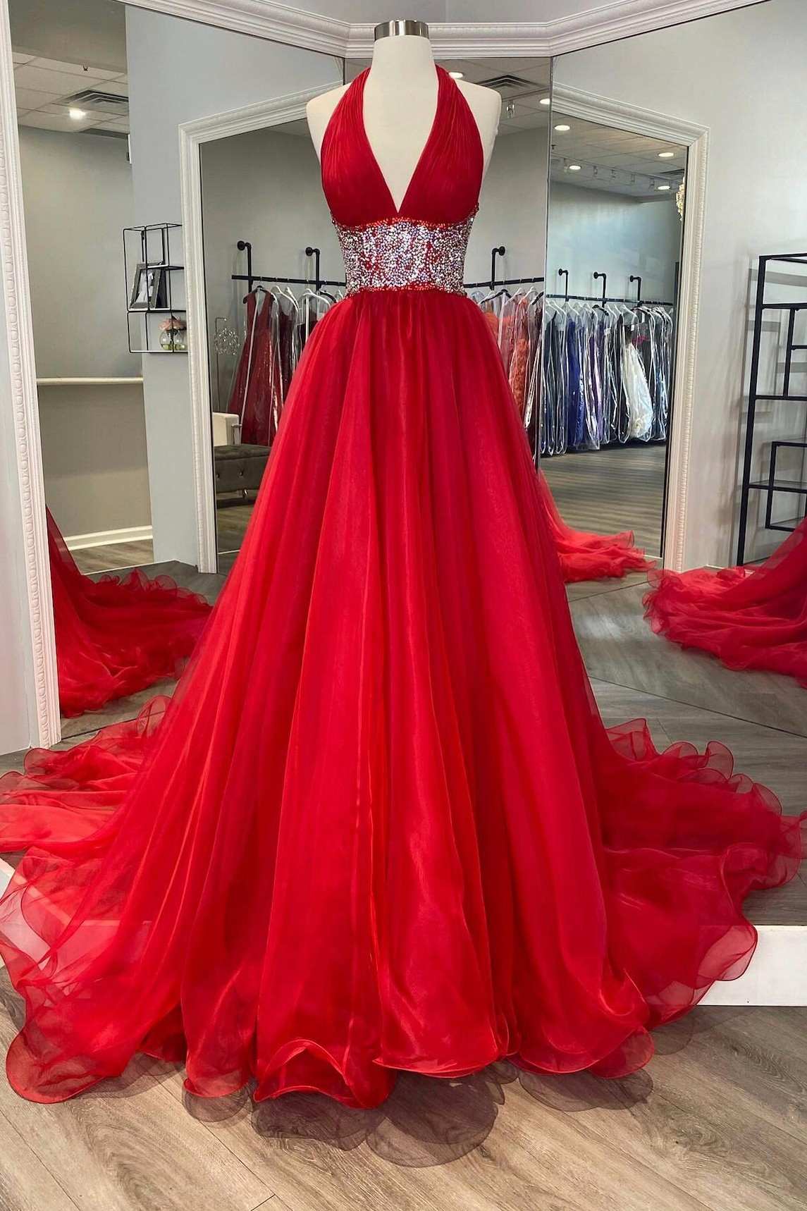 Red Jeweled Prom Dresses