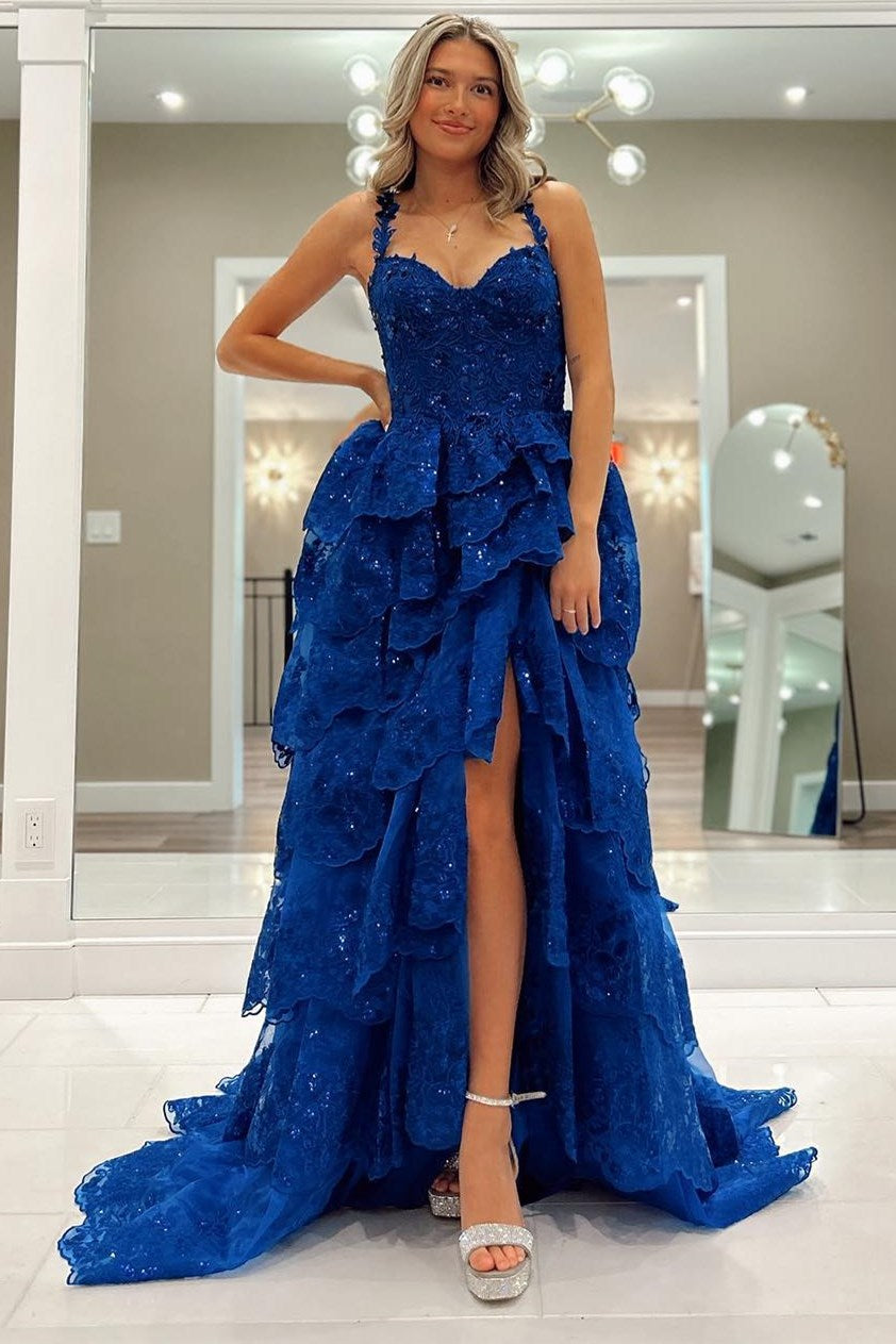 Royal blue 2024 ruffle dress