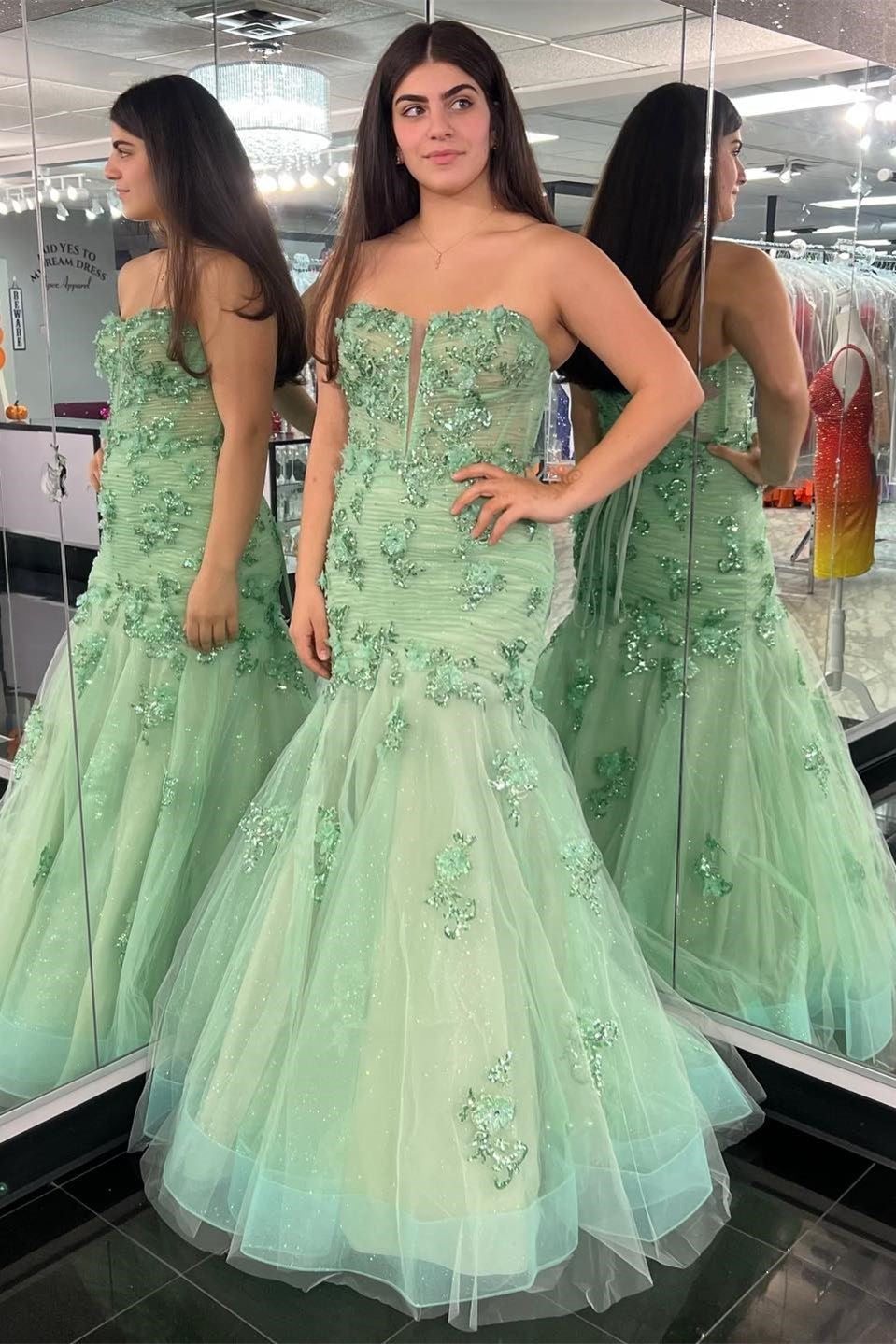 Green Trumpet Prom Dress