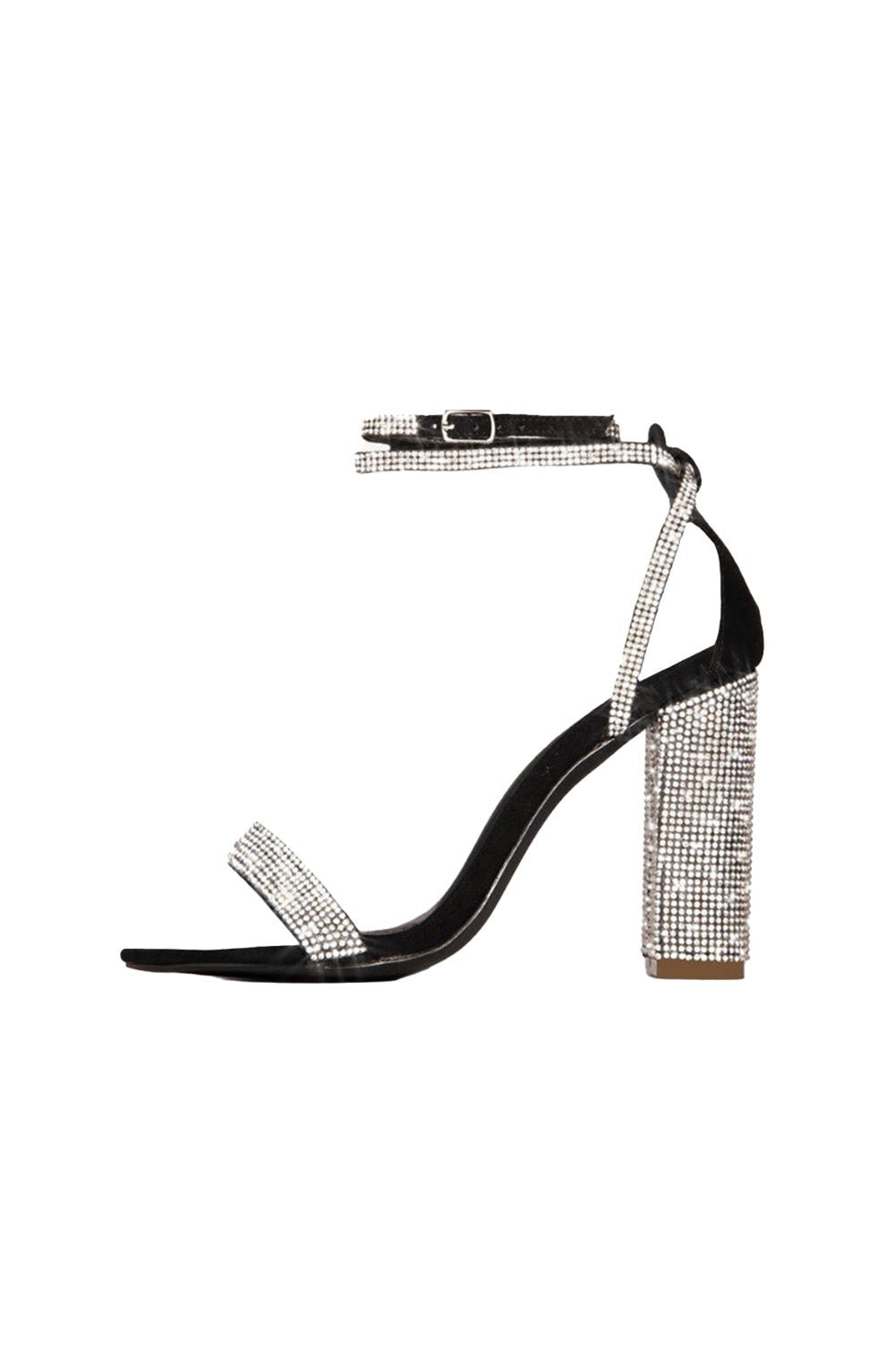 Rhinestone Chunky Heel One Buckle Sexy High Heel Sandals | KissProm