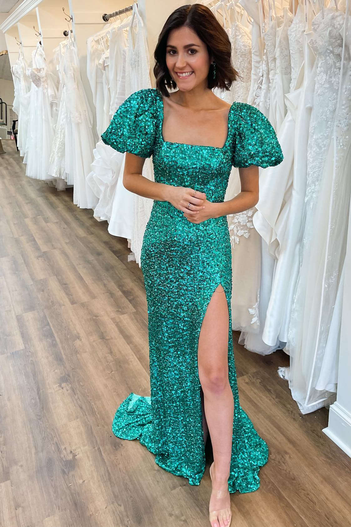 Emerald sequin prom outlet dress