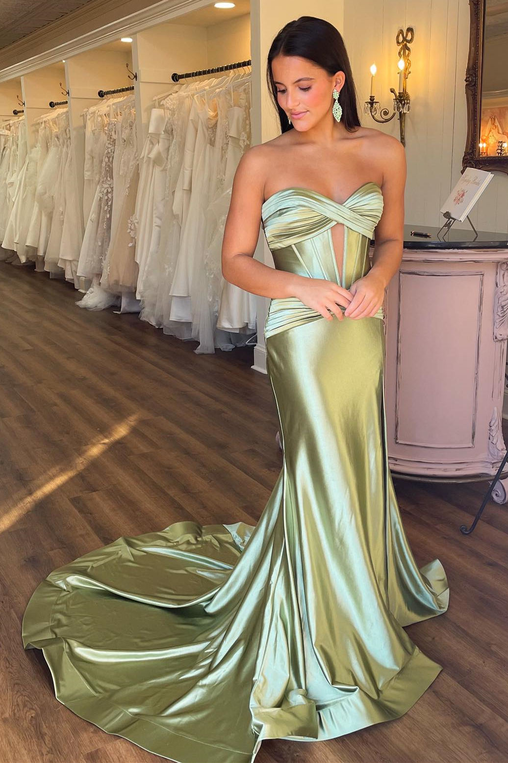 Satin mermaid clearance gown