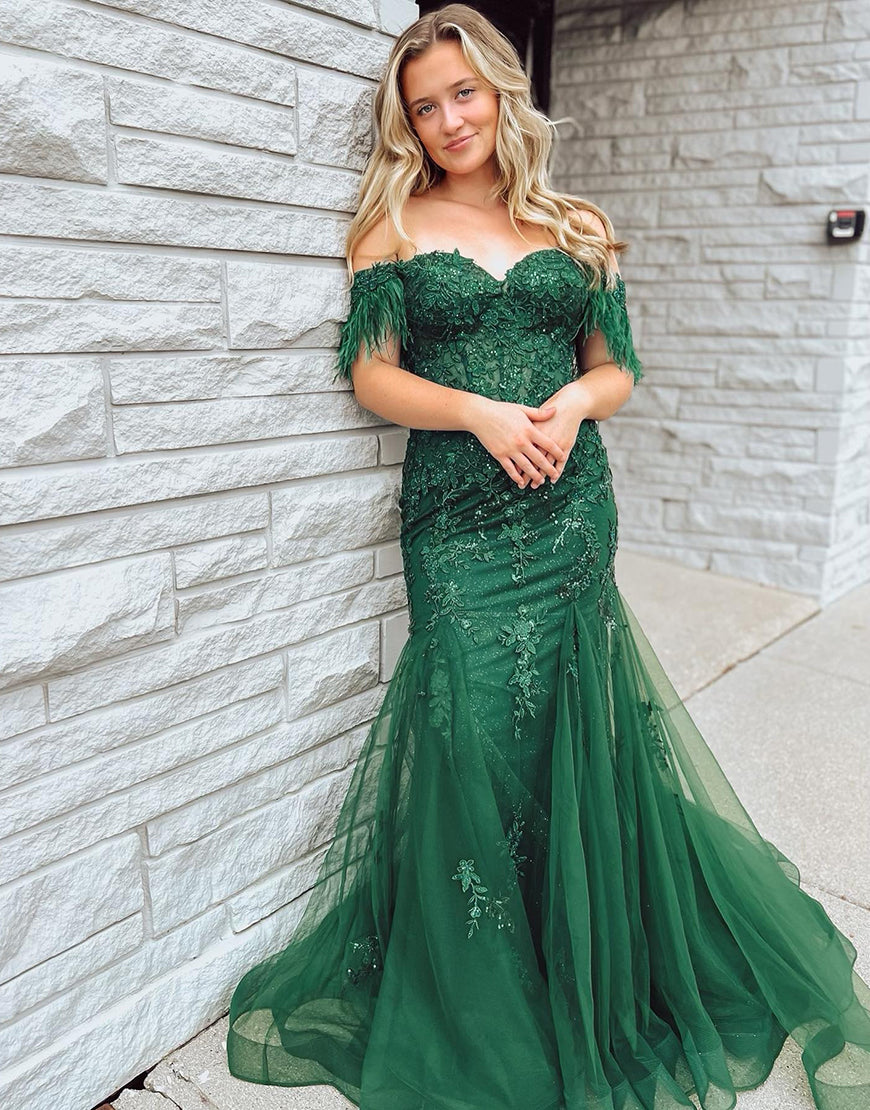 Green mermaid cheap prom dress