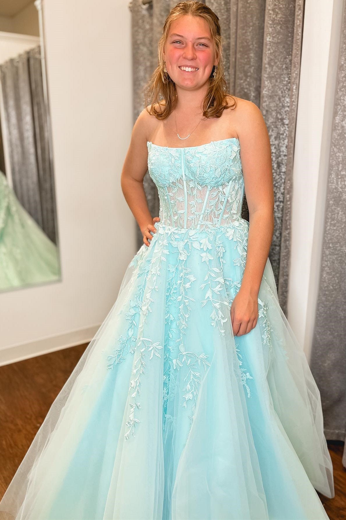 Aqua blue outlet prom dresses