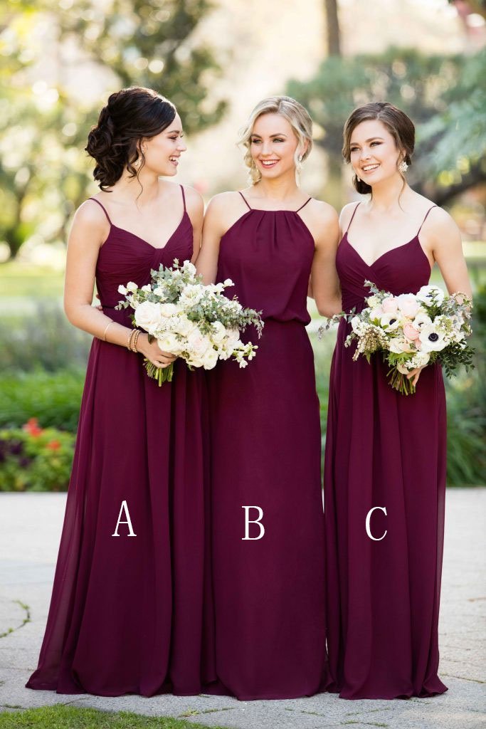 Pink and burgundy bridesmaid dresses best sale