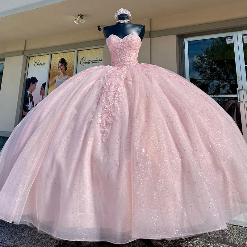 Sweetheart Light Pink Quinceanera Dresses Ball Gown Birthday Party Dre |  KissProm