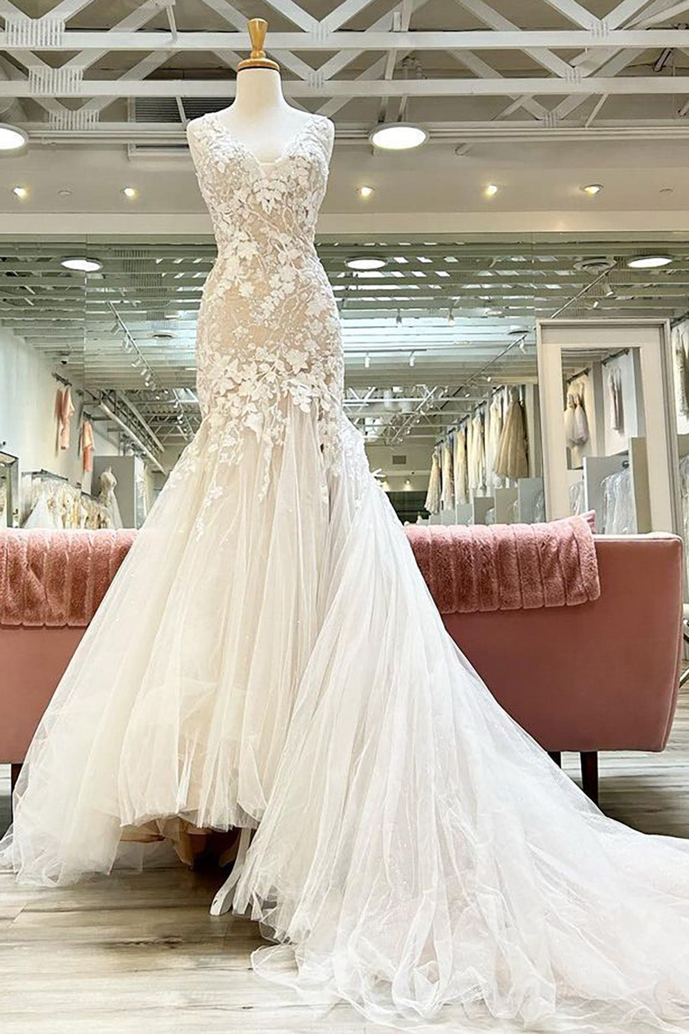 Champagne mermaid outlet wedding dress