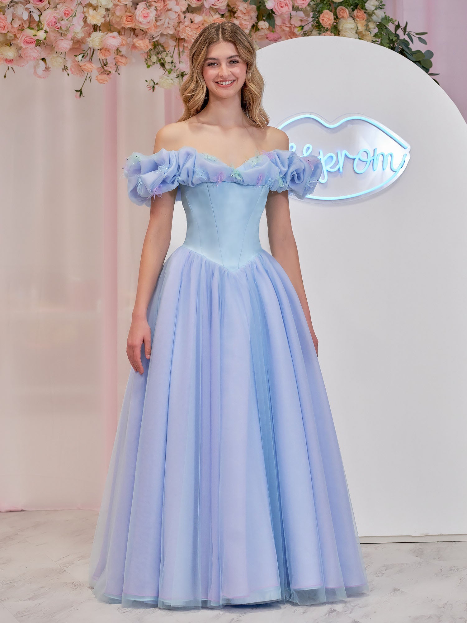 Cinderella Blue Tulle Gown with Butterflies Crystals Isabel