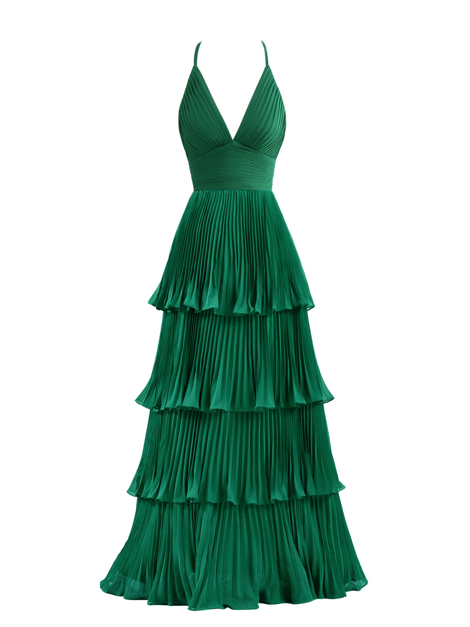 Dark green orders chiffon dress