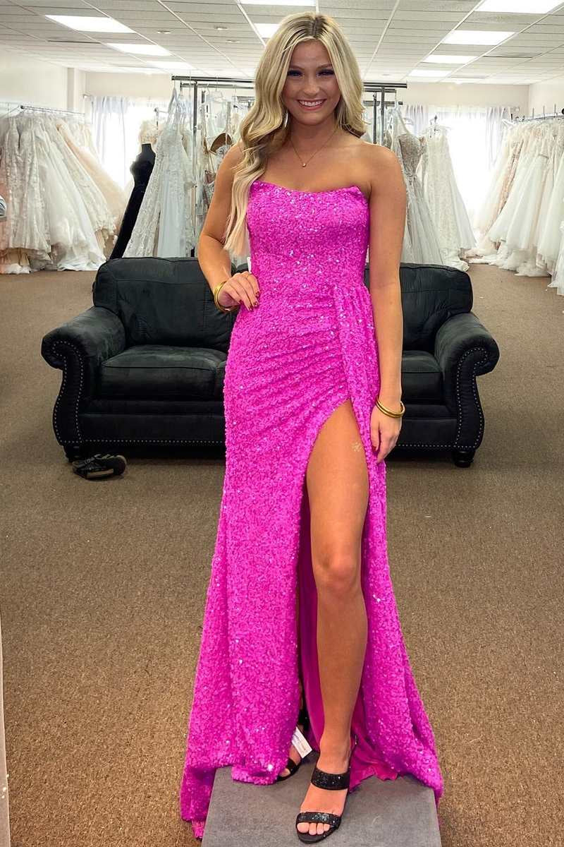 Fuchsia pink prom dress best sale