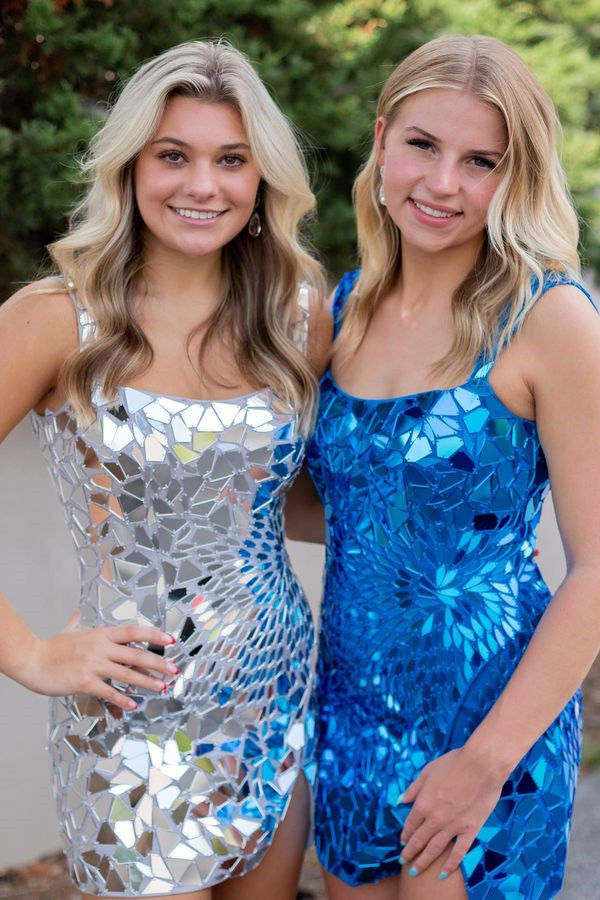 Blue shops and silver sequin dress