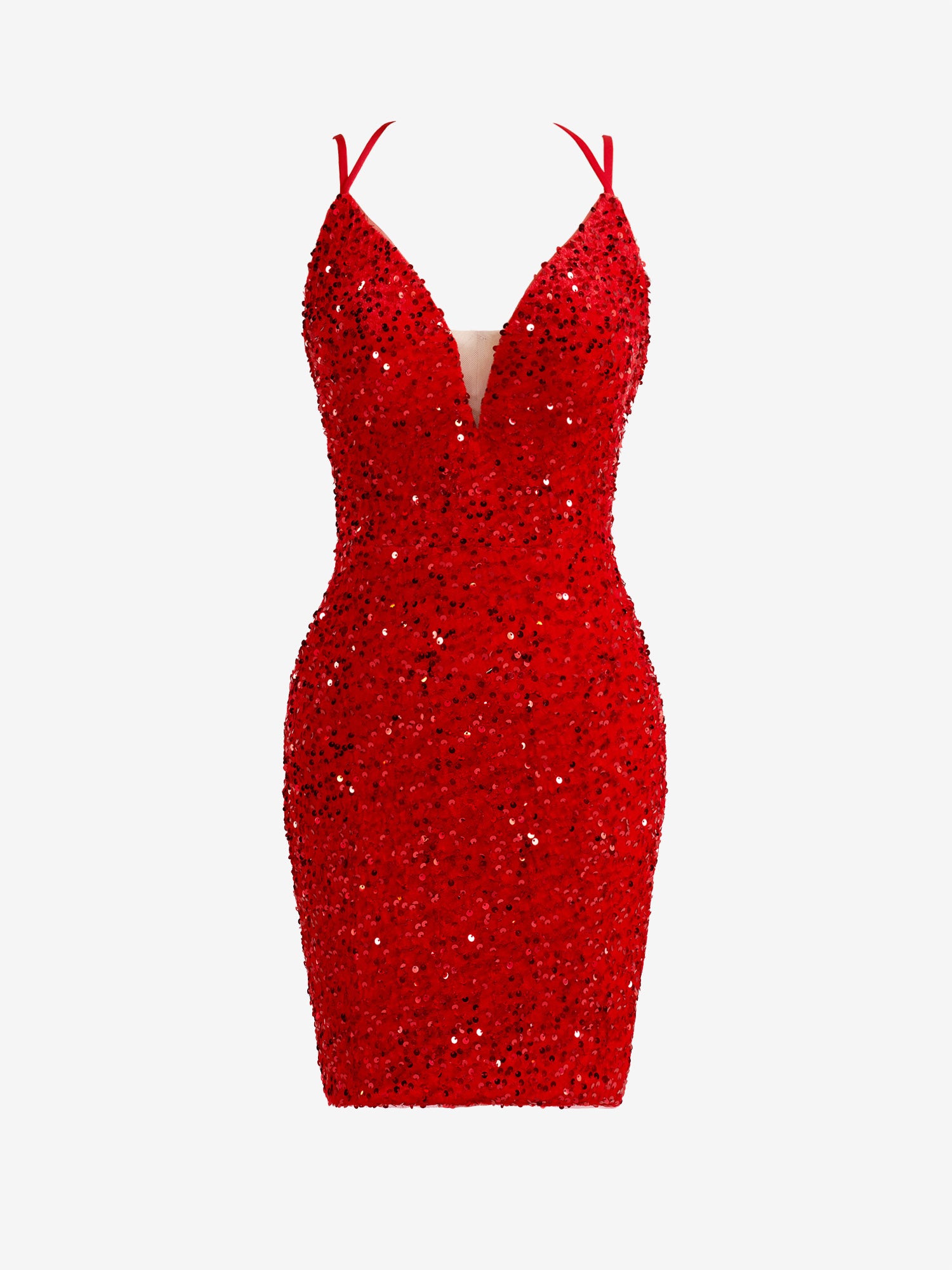 Heidi| Red Sheath Sequins Homecoming Dress with Slit | KissProm