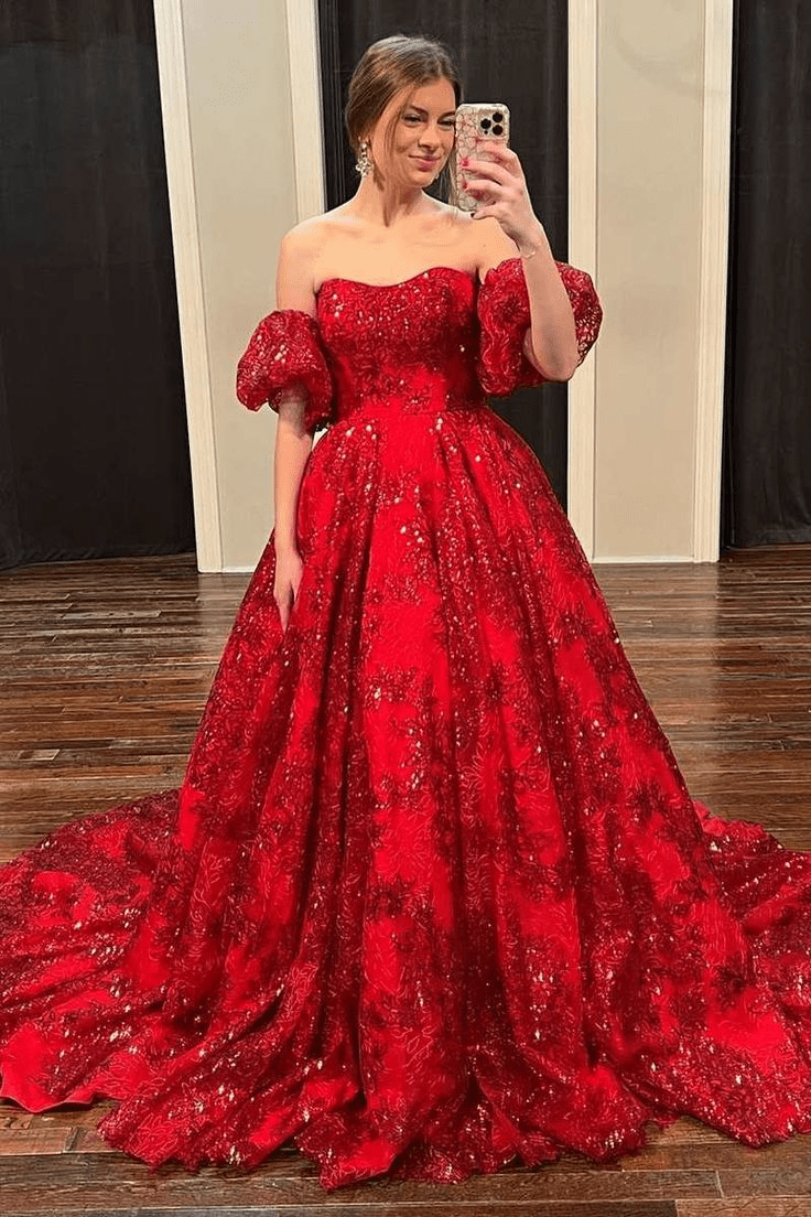 Floral lace ball gown best sale