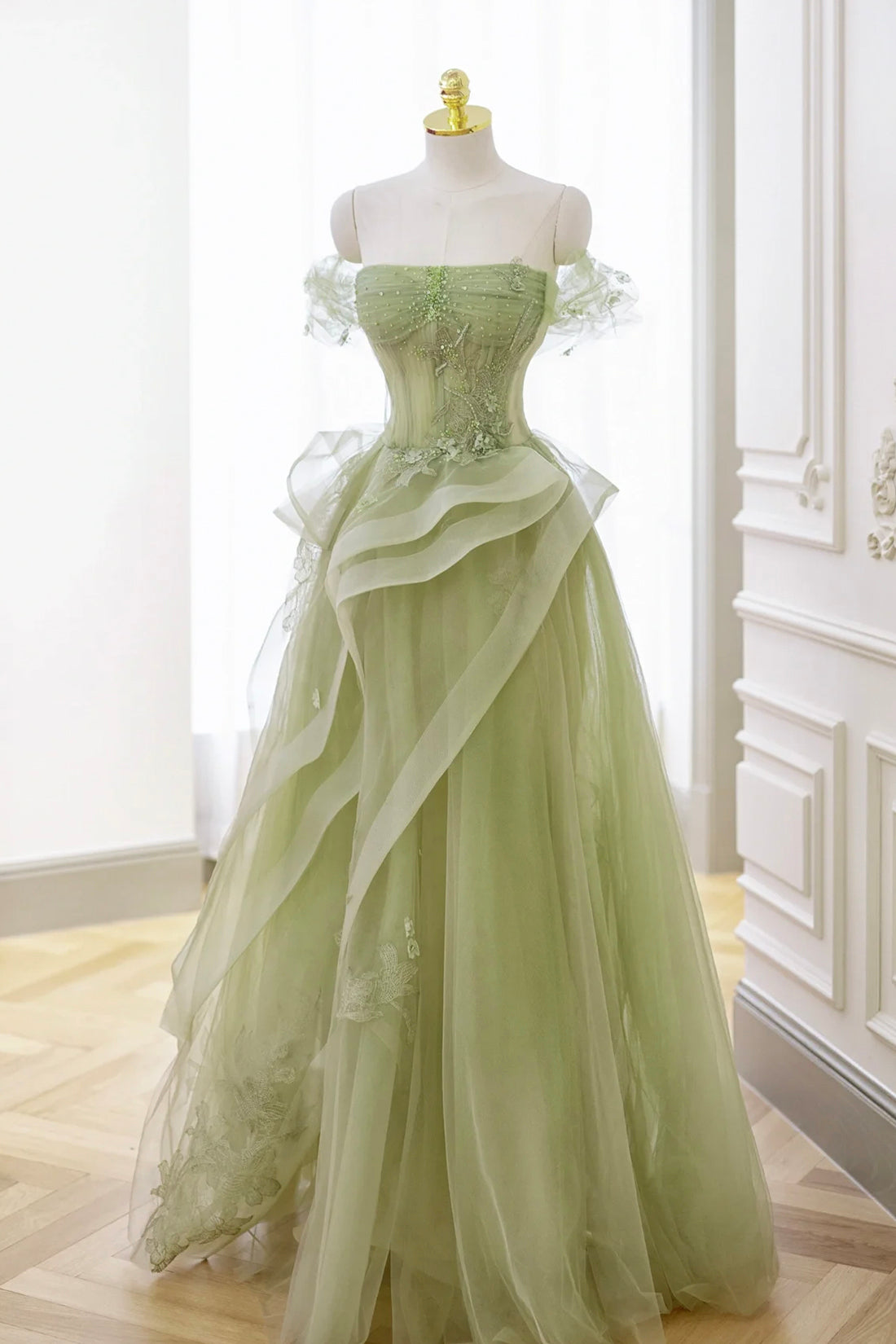 Light green ball gown best sale