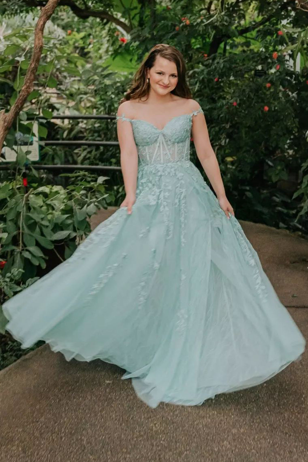 Mariana Light Green A line Sweetheart Lace Tulle Prom Dress with Slit |  KissProm