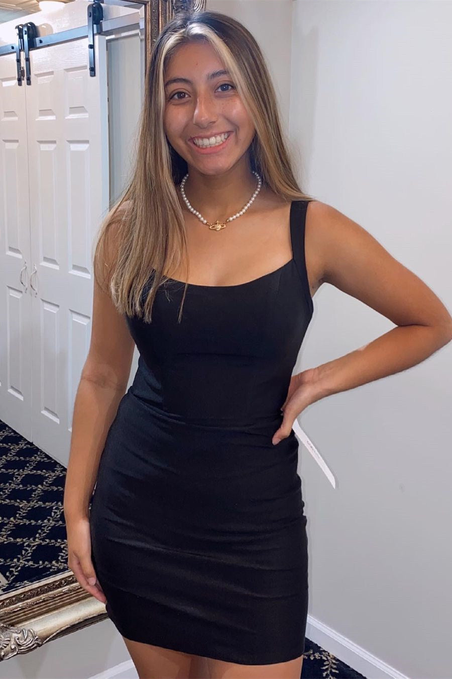 short black tight hoco dresses