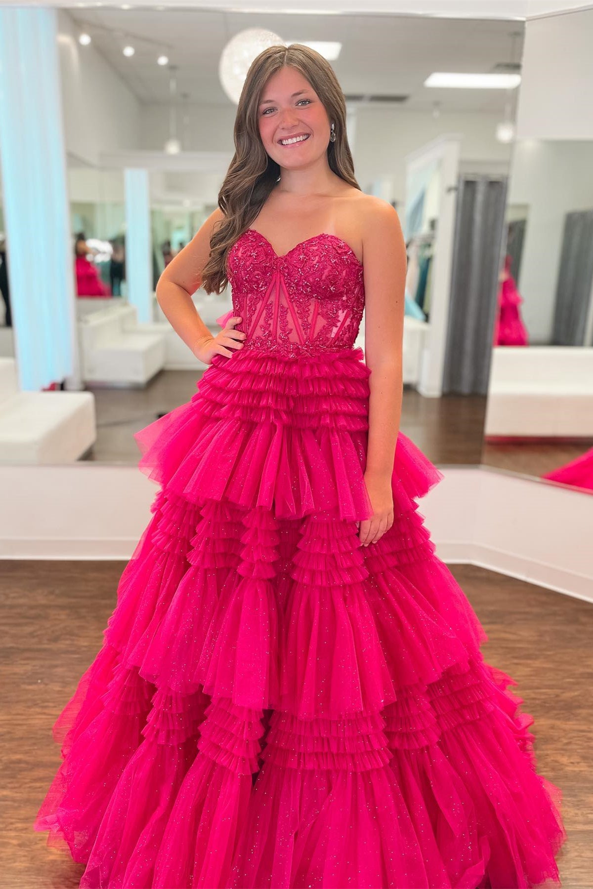 Fuchsia prom store dress