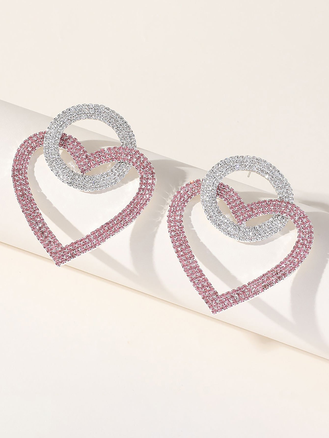 Rhinestone heart online hoop earrings