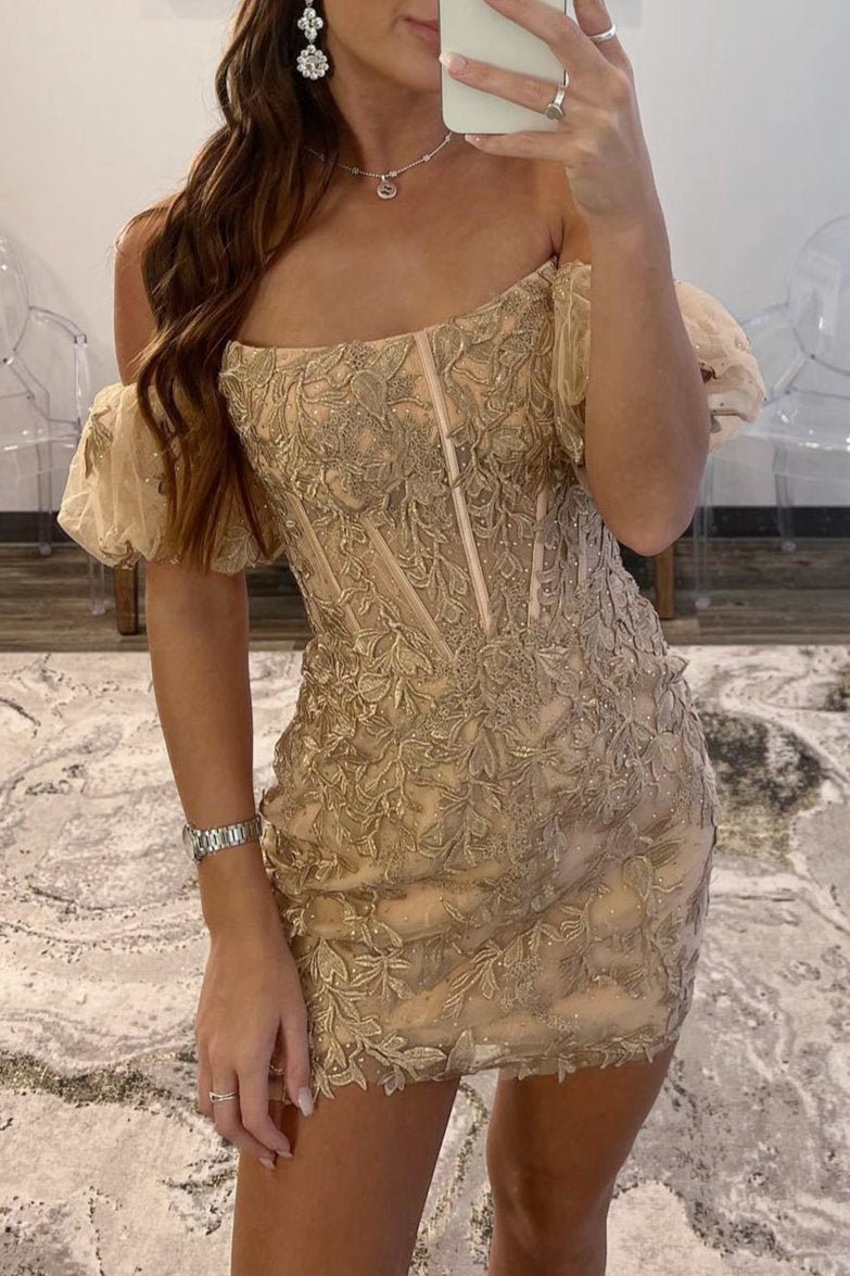 Gold sales hoco dress