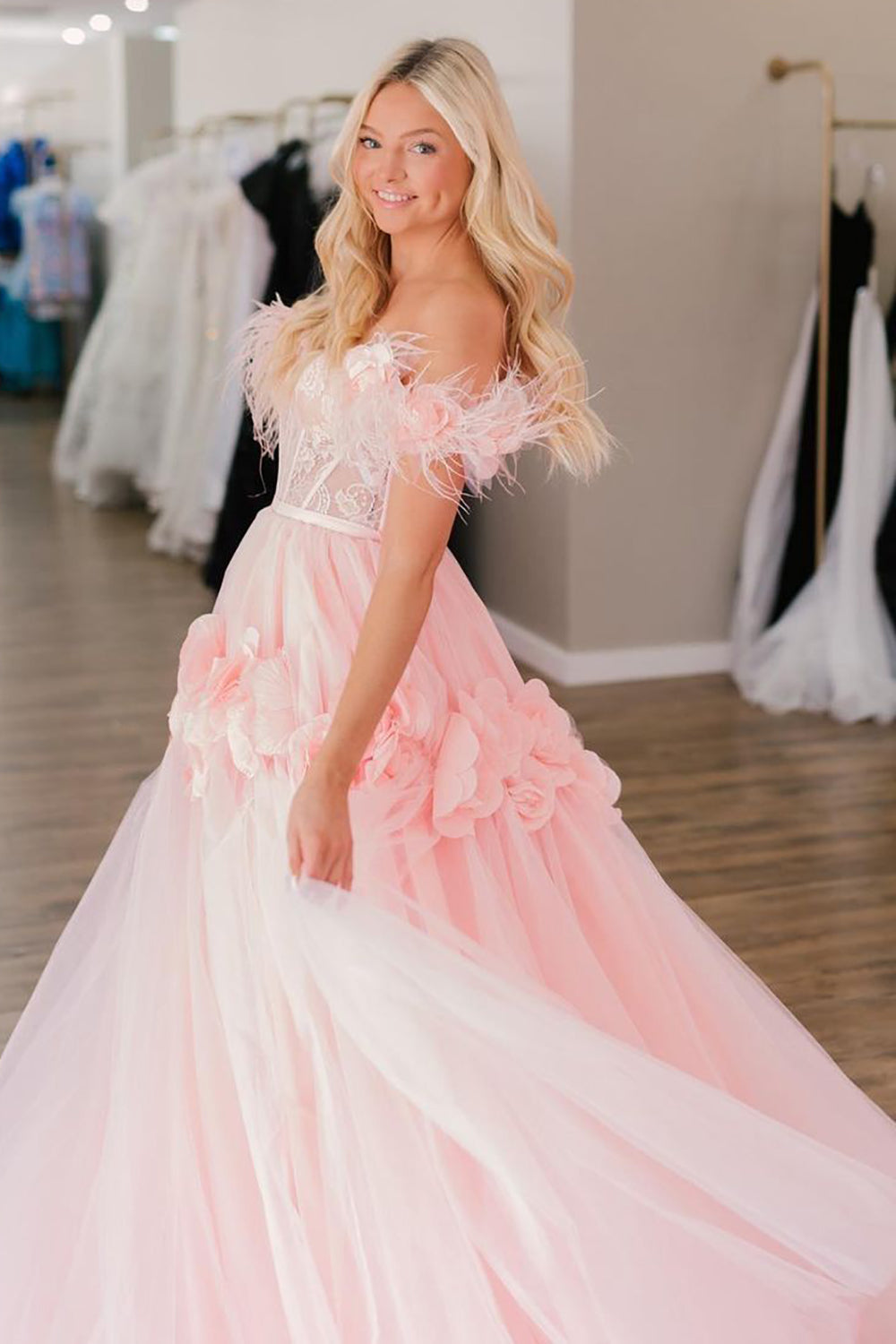 A line princess 2024 tulle prom dress