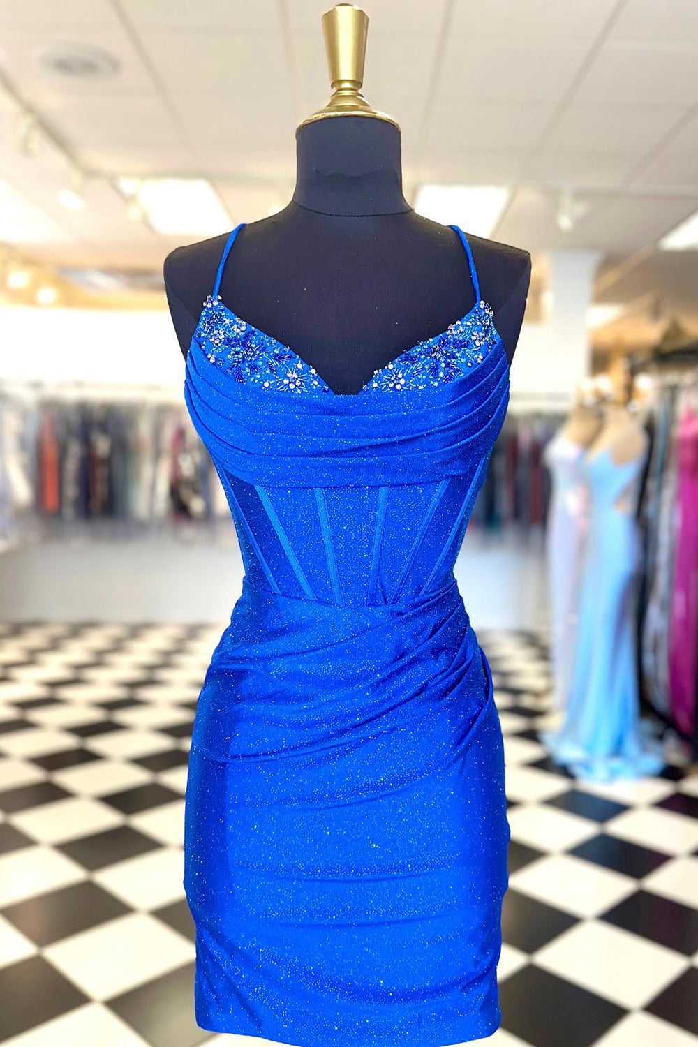 Blue bodycon 2025 prom dress