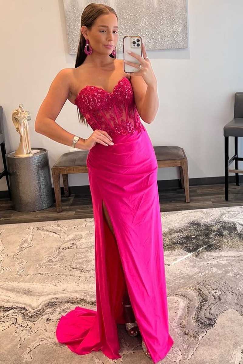 Fuchsia pink long clearance gown