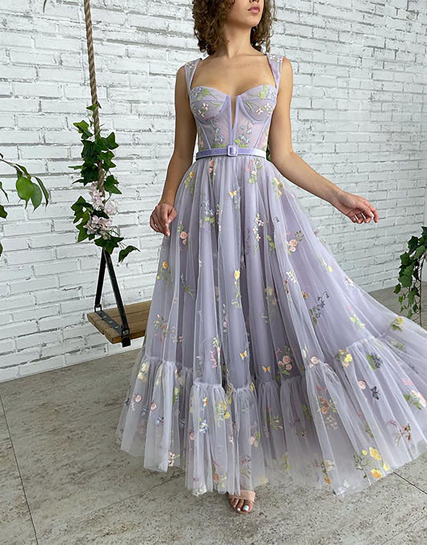 Light Purple Tea Length Dresses