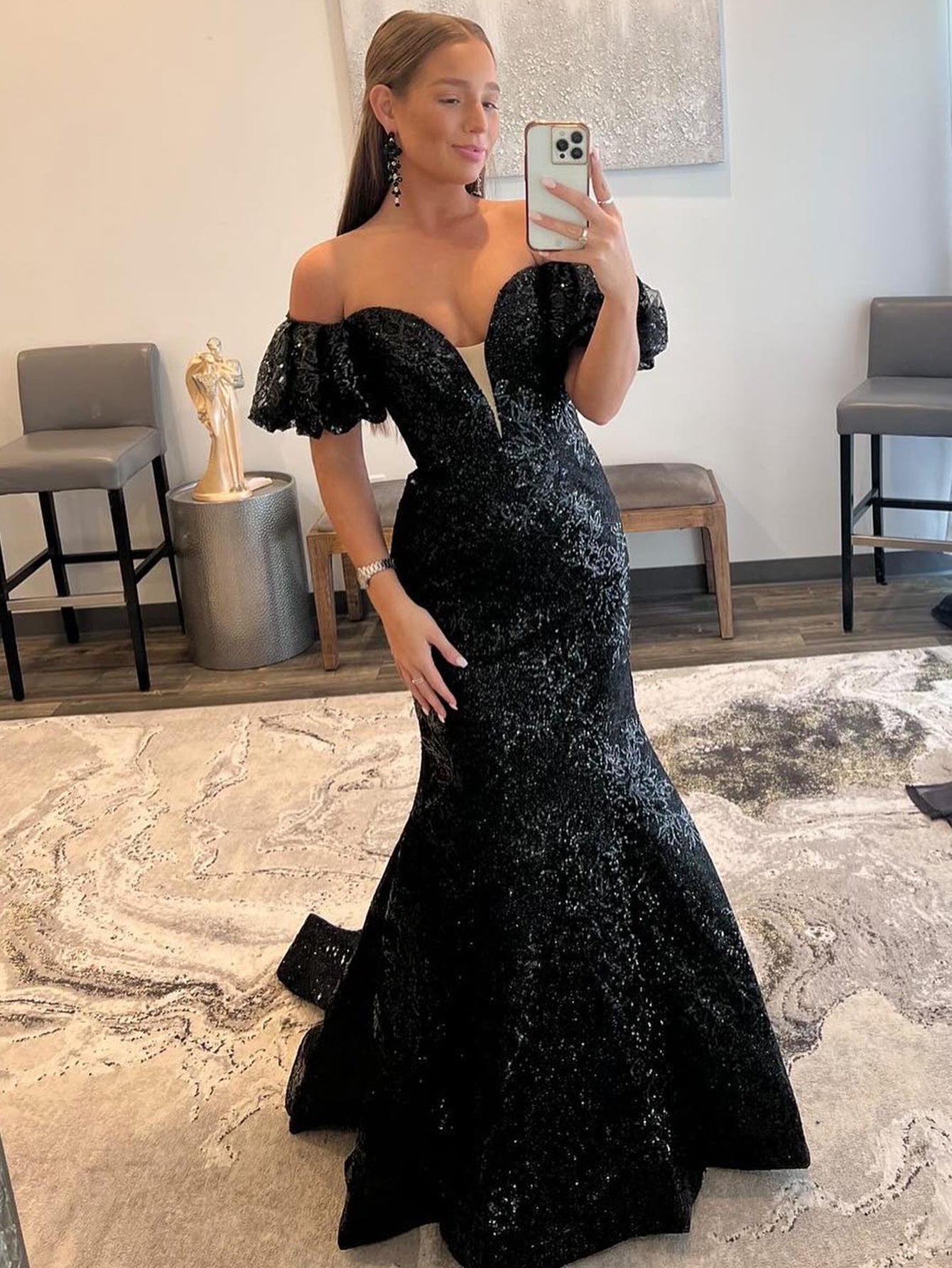 Black strapless mermaid prom dress best sale