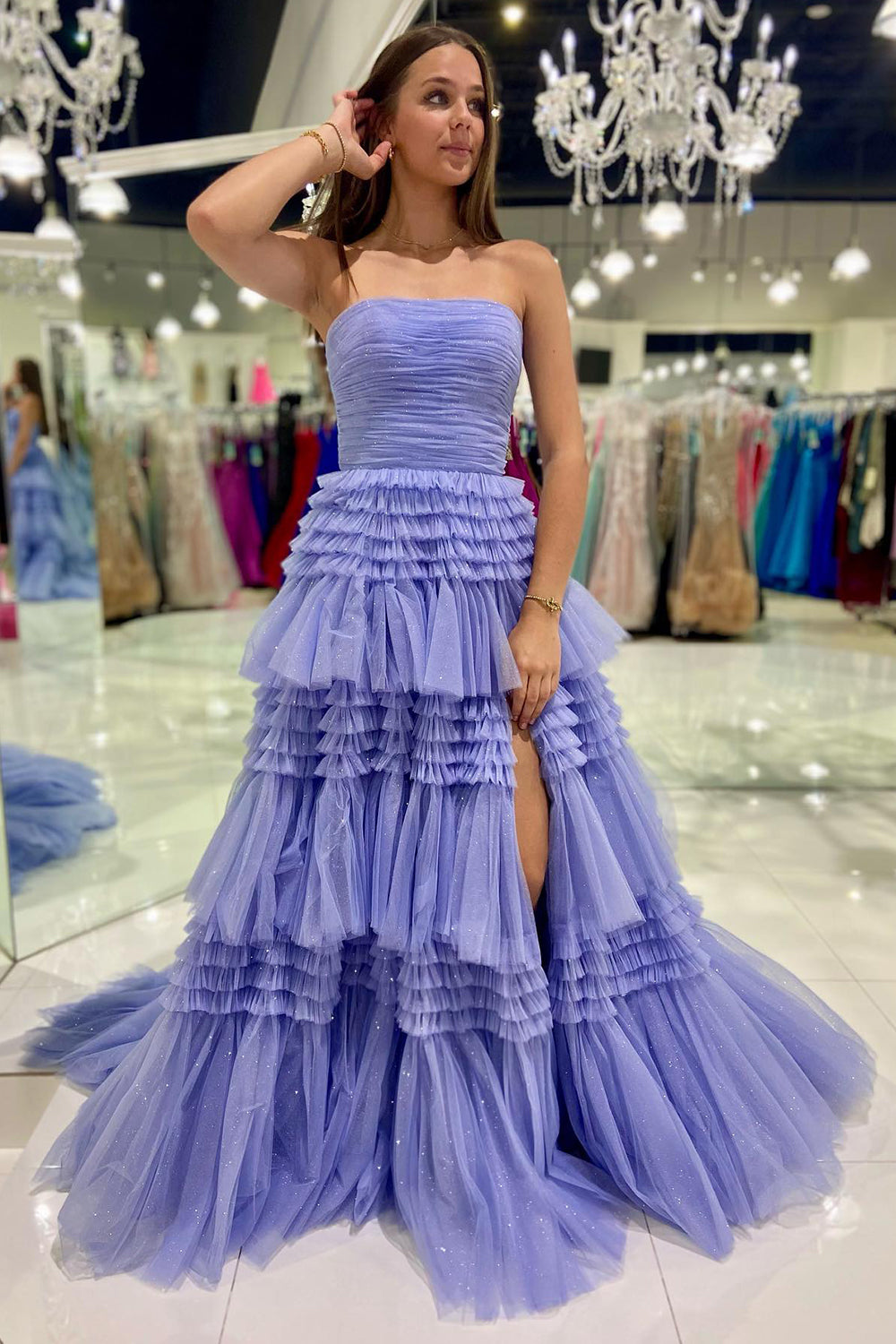 Tulle ball clearance gown prom dress