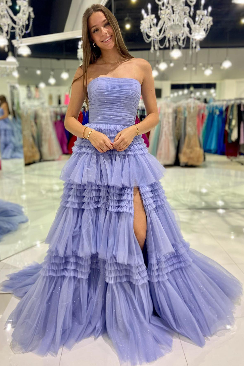 Strapless long outlet prom dresses