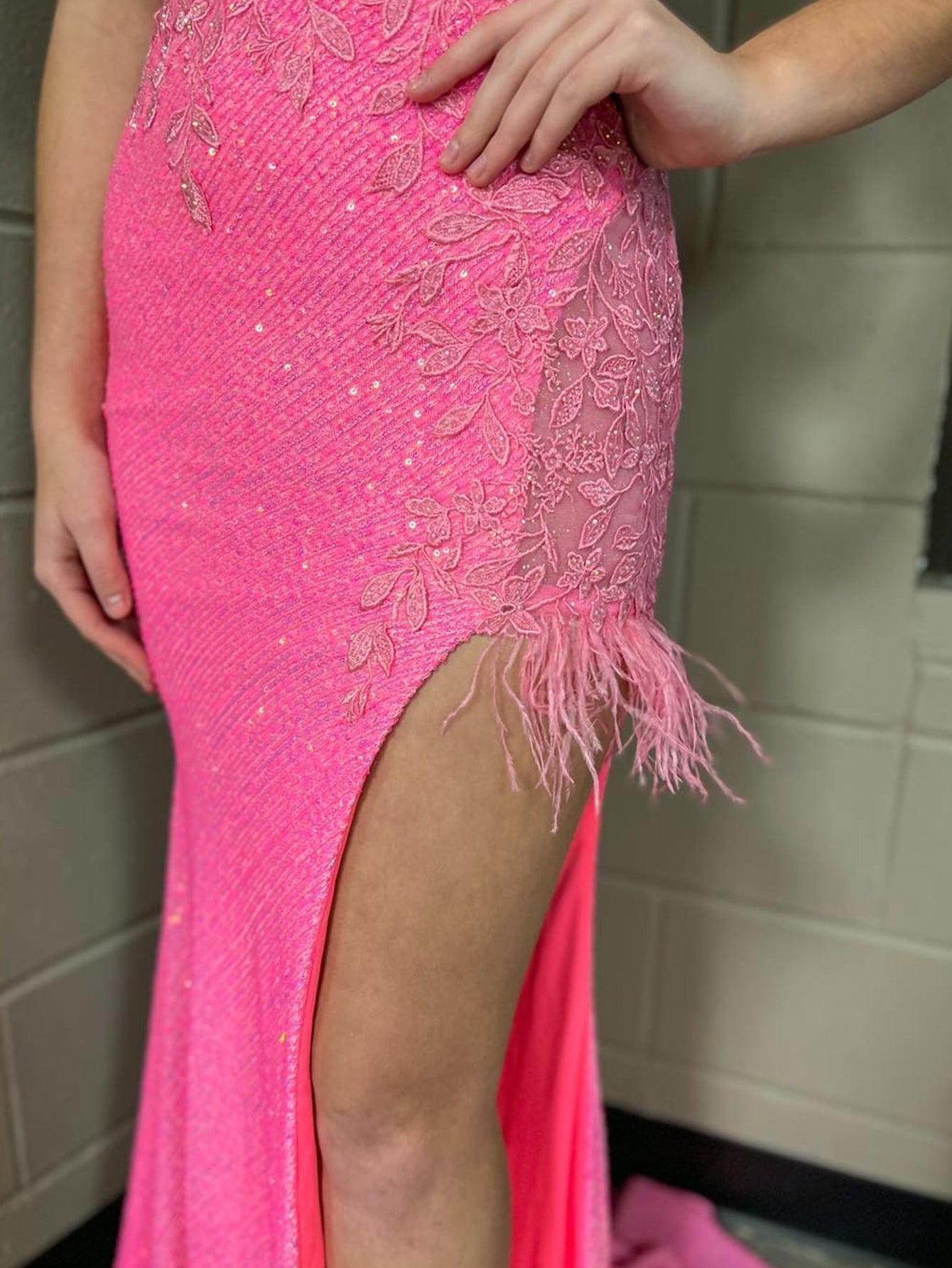 Arlette | Pink Mermaid V Neck Backless Tight Long Prom Dress With Slit