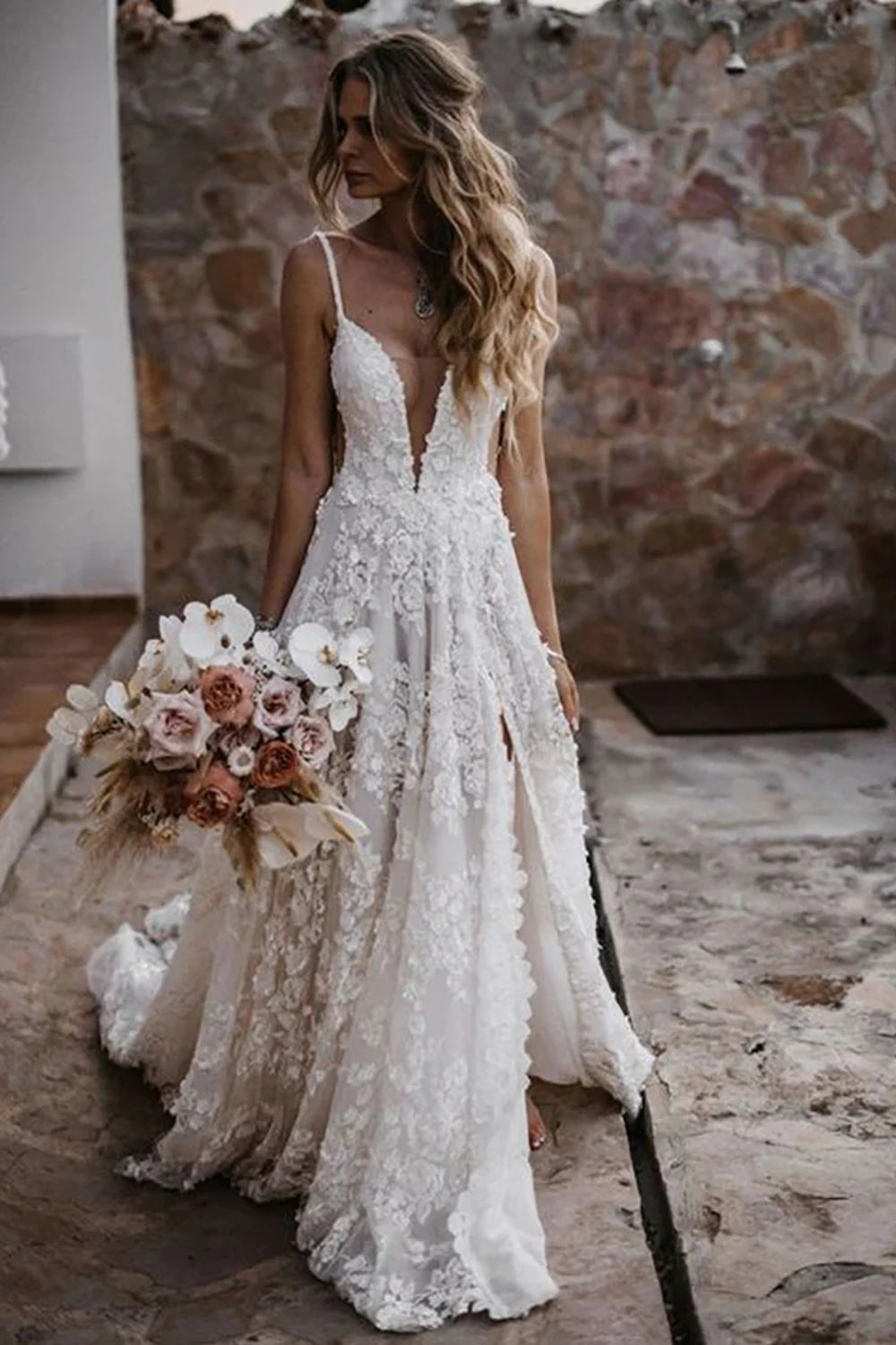 White boho 2025 wedding dresses