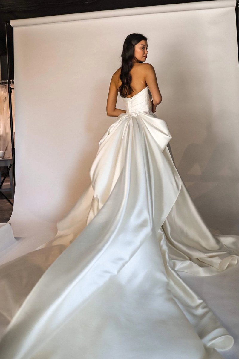 Elegant A Line Sweetheart White Long Bridal Dress with Sweep Train - KissProm