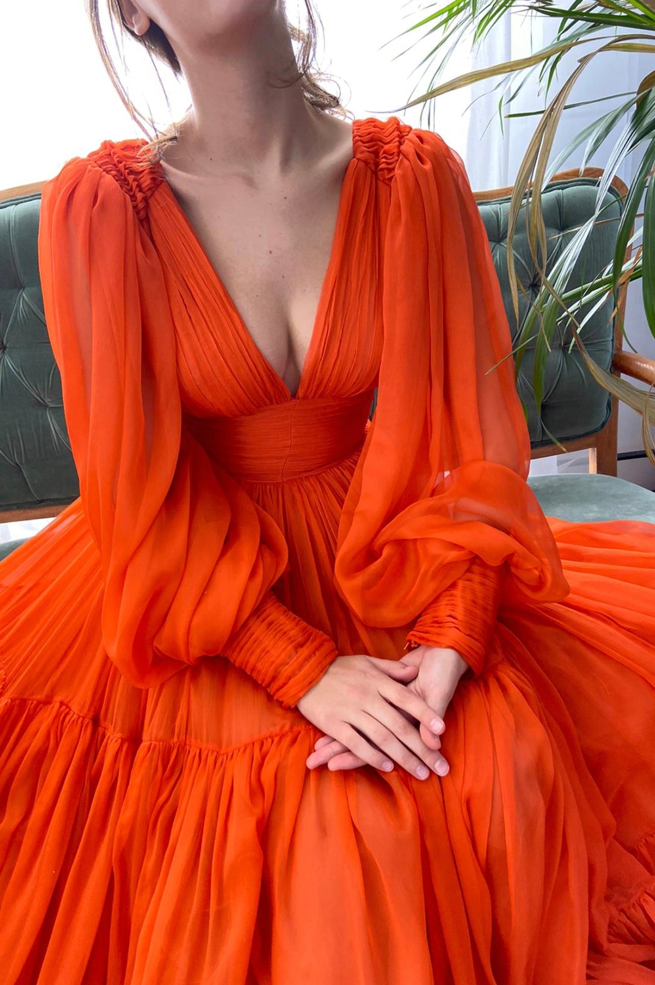 Orange Chiffon Dress