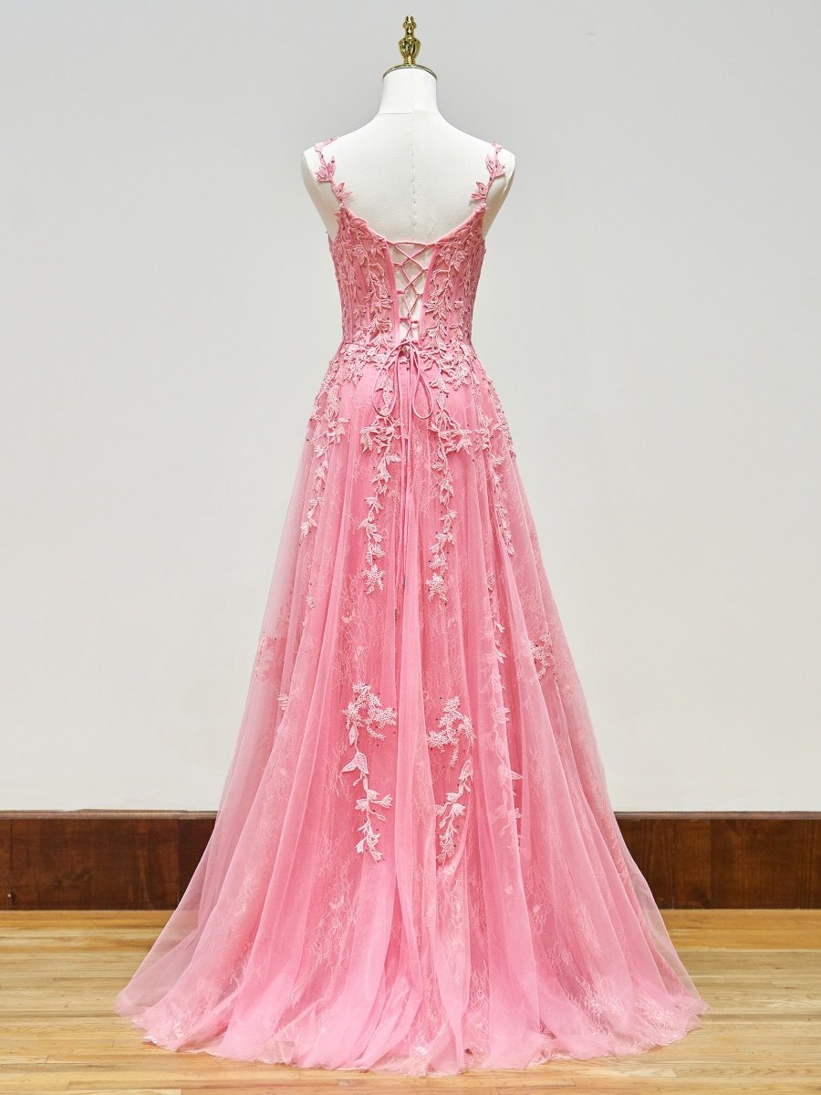 Mariana |A - line Sweetheart Lace Tulle Prom Dress with Slit - KissProm