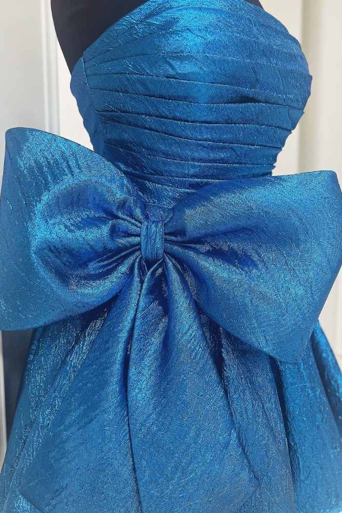 Rosana | Royal Blue Strapless A-line Pleated Homecoming Dress with Bow