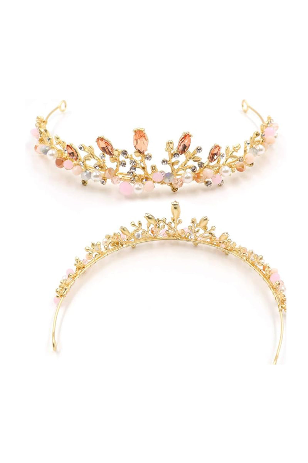 Crystal Pearl Rose Gold Bridal Tiaras