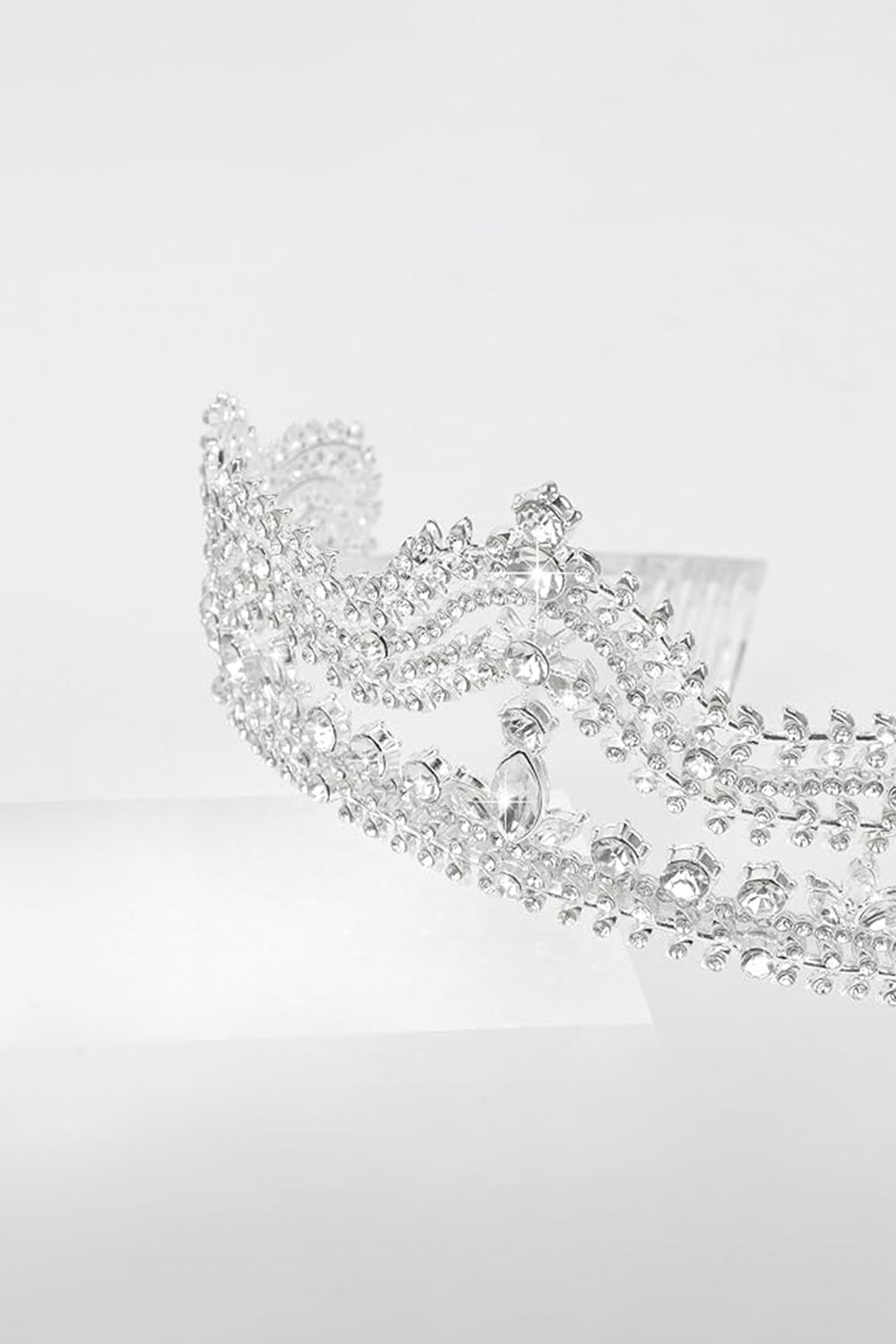 Crystal-Embellished Tiara in Silver Tone