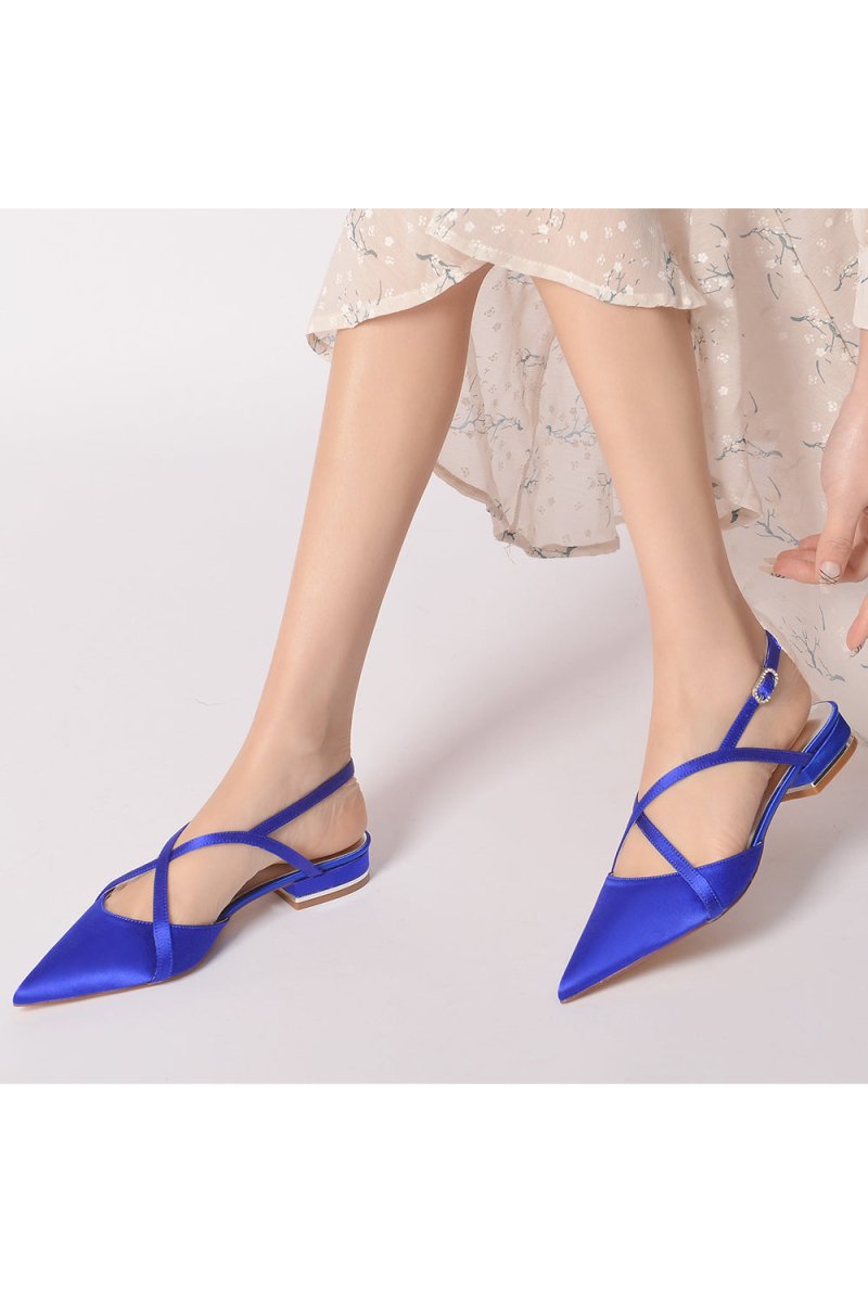 Simple Pointed Toe Ankle Straps Kitten Heels - KissProm