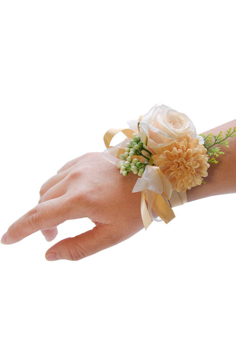 Artificial Silk Roses Bridesmaid Wrist Corsage - KissProm