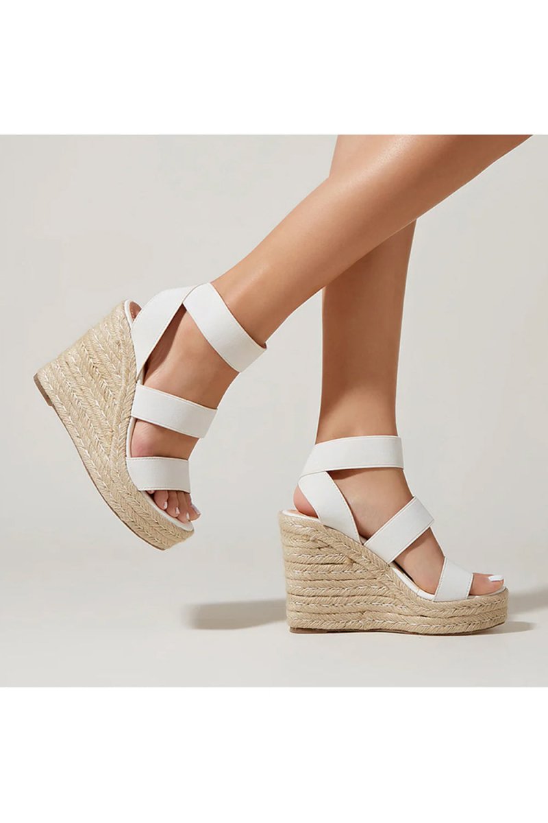 Outdoor Peep Toe Wedge Heel Shoes With Ankle Strap - KissProm