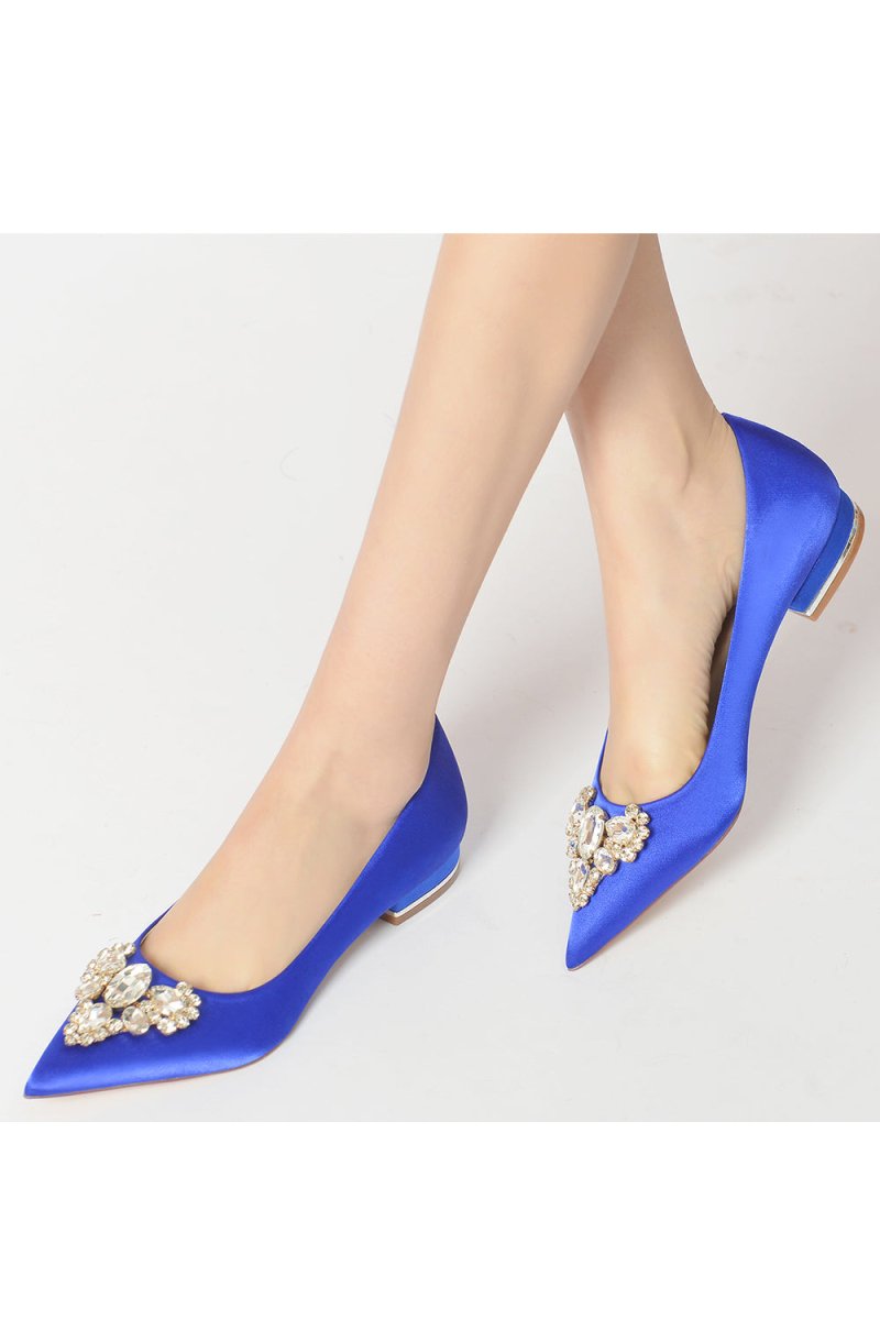 Pretty Pointed Toe Rhinestone Kitten Heels - KissProm