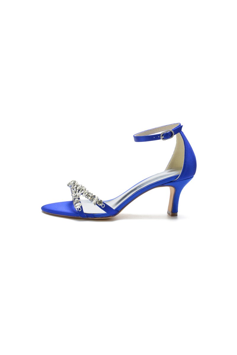 Glamorous Blue Shiny Pump with Silver Chain and Crystal Embellishments - KissProm