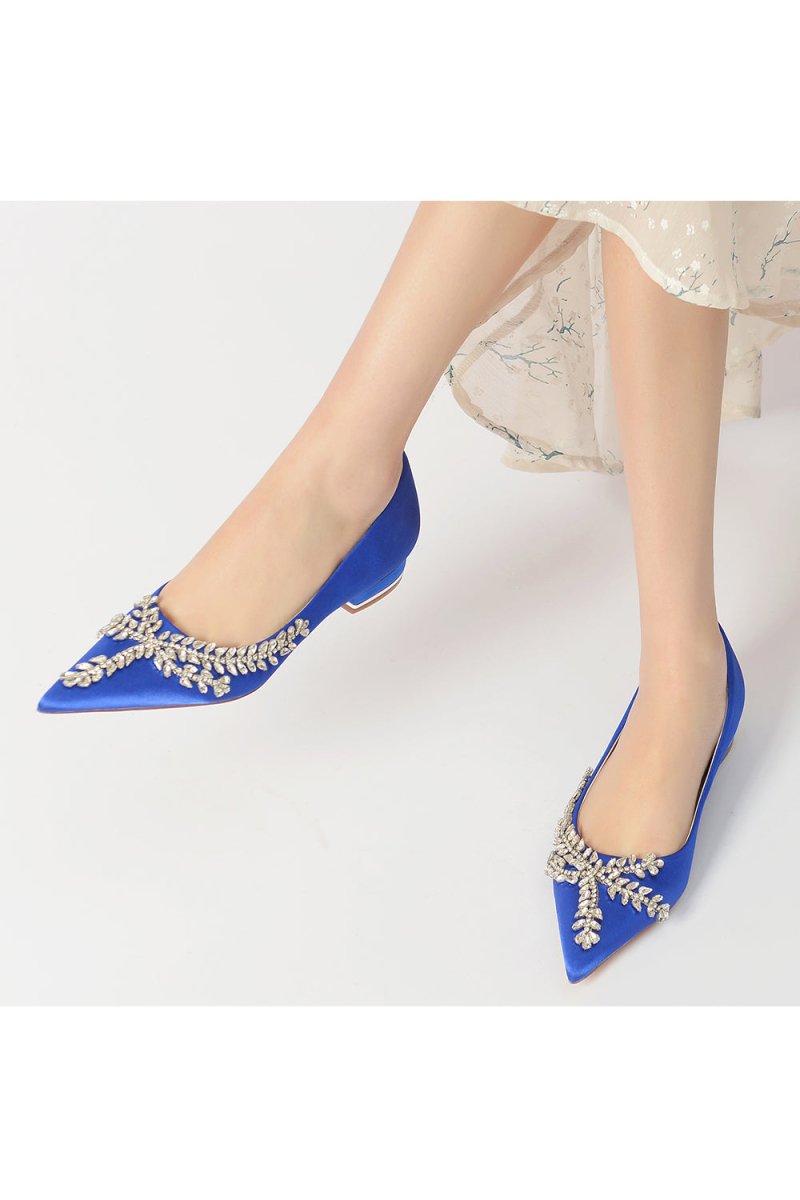 Rhinestone Pointed Toe Kitten Heels - KissProm