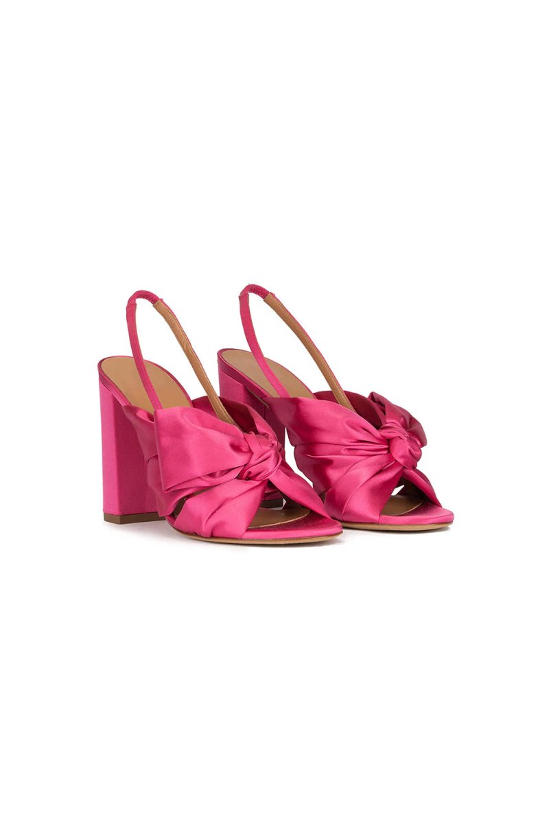 Satin Peep Toe Chunky Heel Outdoor Shoes With Bow - Knot - KissProm