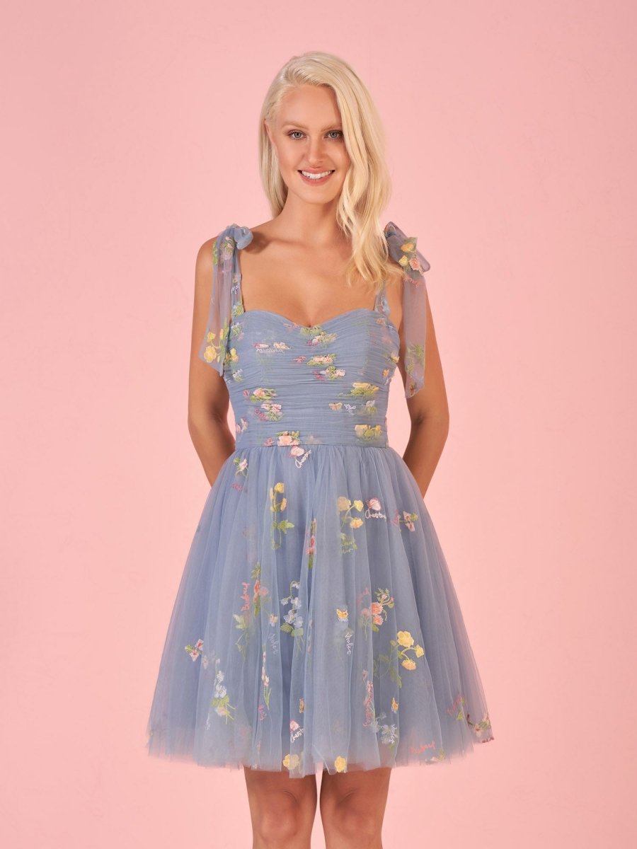 Claire | Aline Short Sweetheart Tulle Floral Homecoming Dress - KissProm