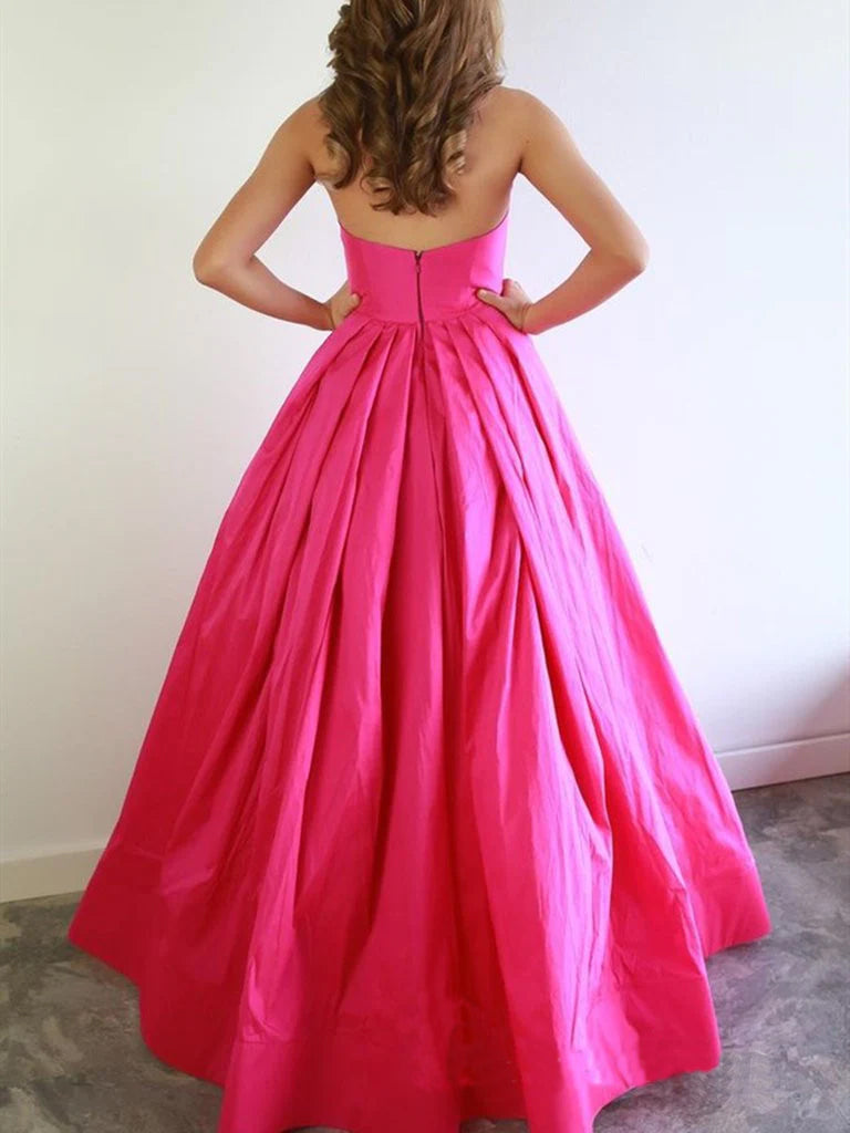 Sloane | Chic A-line Sweetheart Fuchsia Prom Dresses Satin Prom Dress Evening Dress